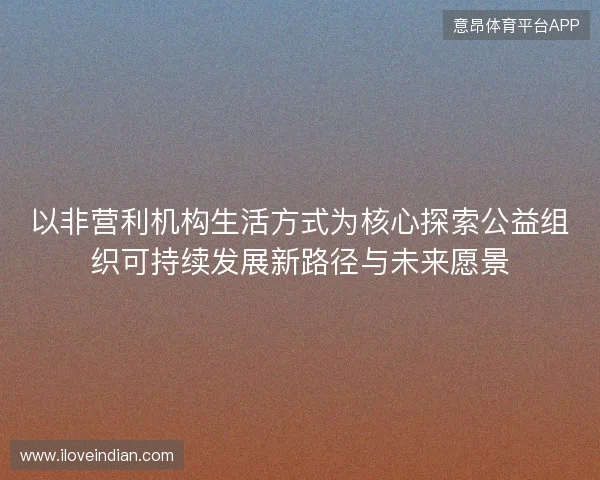 以非营利机构生活方式为核心探索公益组织可持续发展新路径与未来愿景